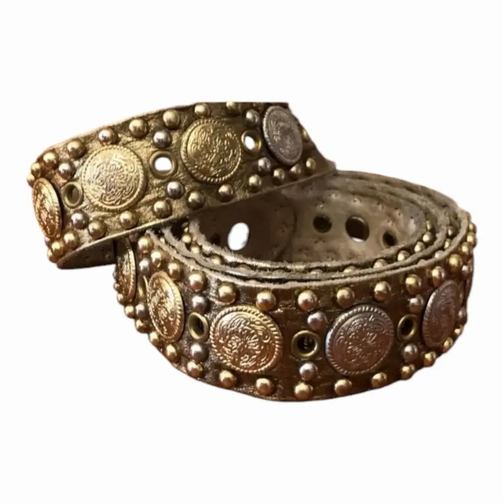 Western Boho Belt Bundle Leatherock Silver Glitter & Studded Concho Leather Belt